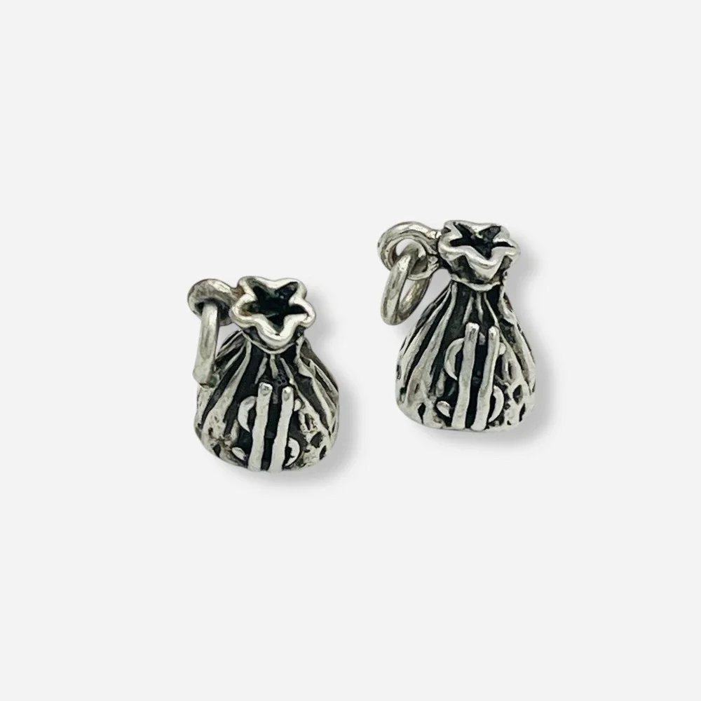 Sterling Silver Charm Church Wedding Money Bag Pineapple Cake Pull Lot 4 925 MH - Picture 5 of 10